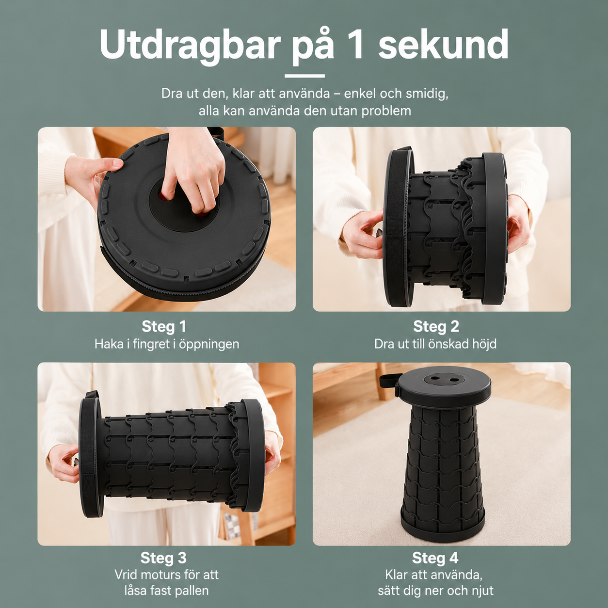 SittSmart™ | Justerbar Teleskoppall ⭐