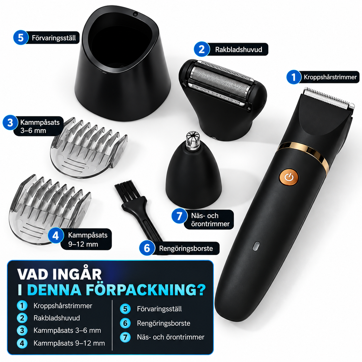 TrimVanta™ | 3-i-1 Vattentät Trimmer för Kroppsvård