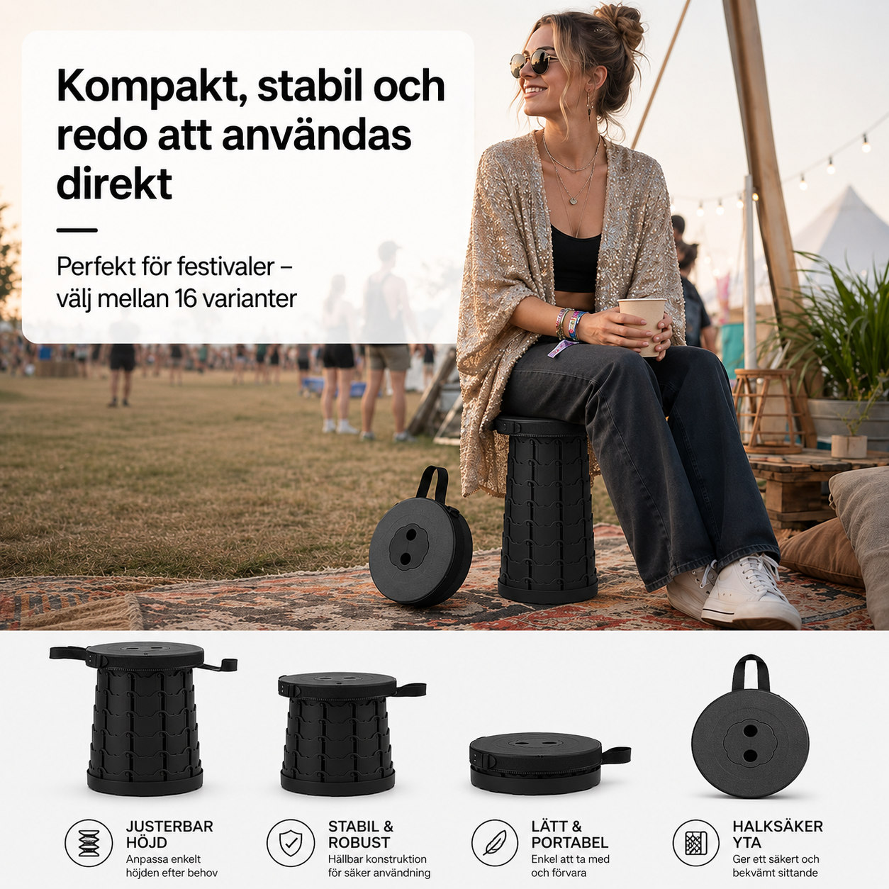 SittSmart™ | Justerbar Teleskoppall ⭐