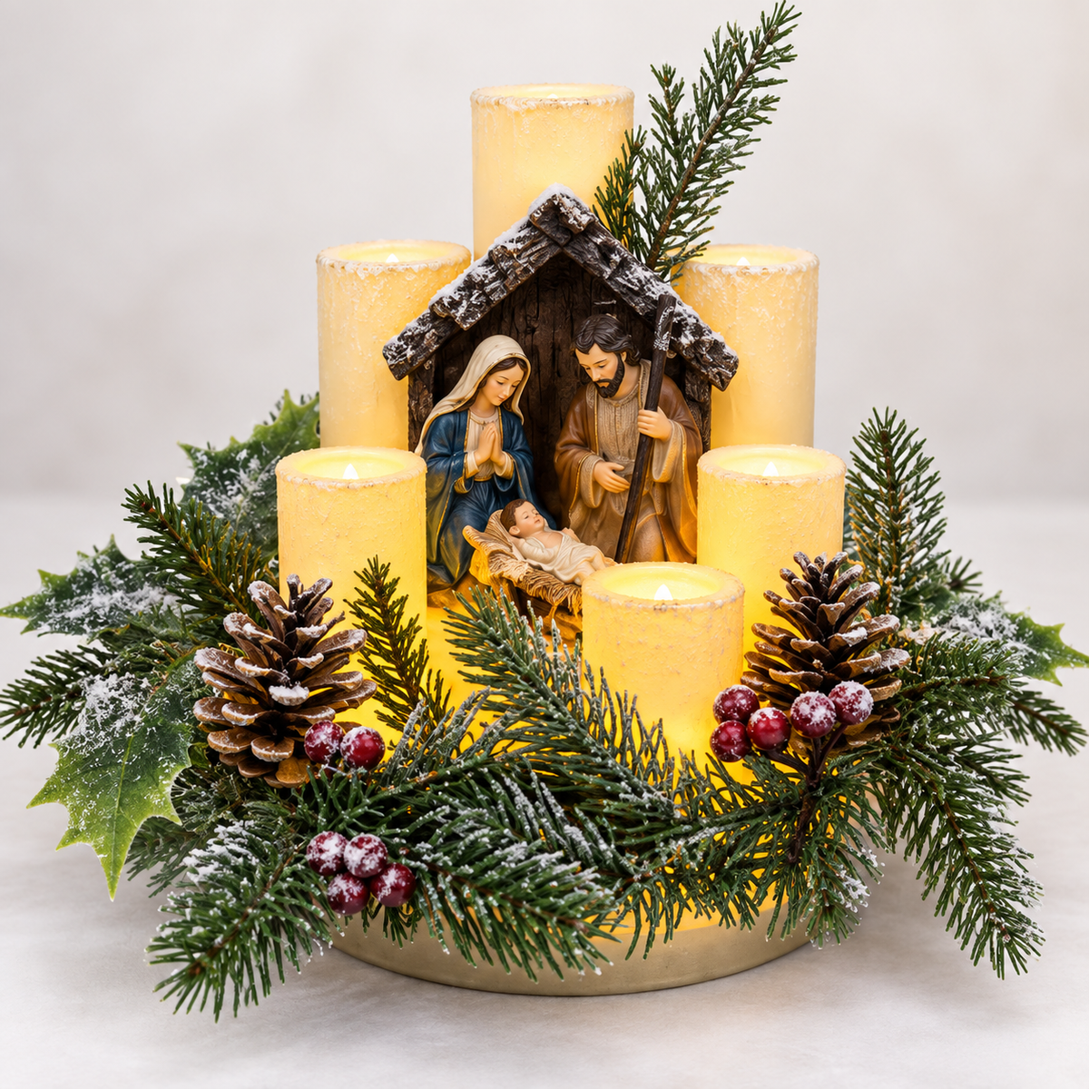 JulGlädje™ | Borddekoration med flamlöst julstearinljus