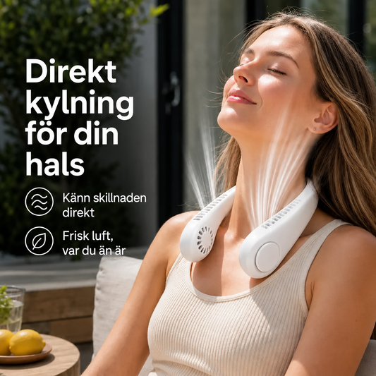 CoolWave™ – Bärbar, uppladdningsbar nackfläkt för omedelbar avkylning!
