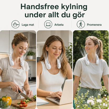 CoolWave™ – Bärbar, uppladdningsbar nackfläkt för omedelbar avkylning!
