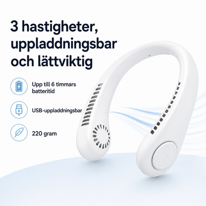 CoolWave™ – Bärbar, uppladdningsbar nackfläkt för omedelbar avkylning!