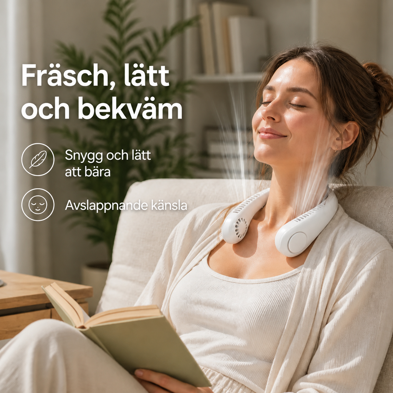 CoolWave™ – Bärbar, uppladdningsbar nackfläkt för omedelbar avkylning!