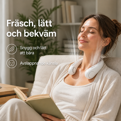 CoolWave™ – Bärbar, uppladdningsbar nackfläkt för omedelbar avkylning!