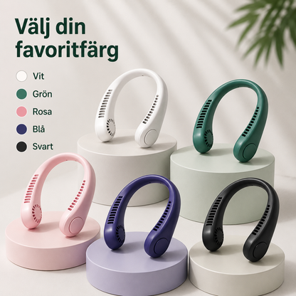 CoolWave™ – Bärbar, uppladdningsbar nackfläkt för omedelbar avkylning!