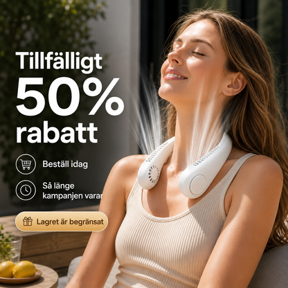 CoolWave™ – Bärbar, uppladdningsbar nackfläkt för omedelbar avkylning!
