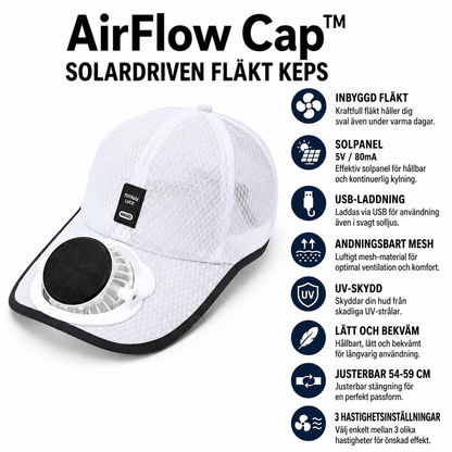 AirFlow Cap™ | Svalkande solhatt, UV-skydd och uppladdningsbar