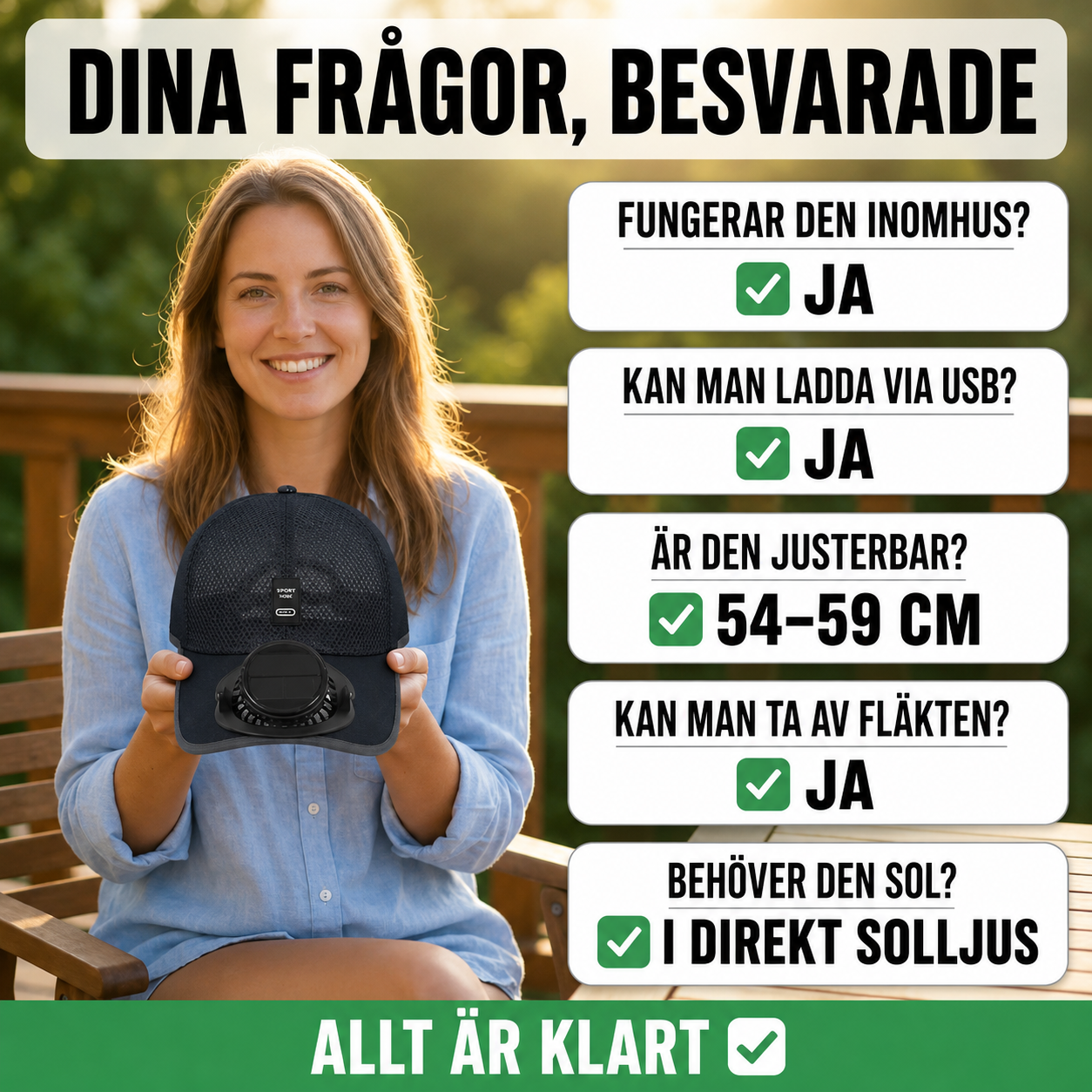 AirFlow Cap™ | Svalkande solhatt, UV-skydd och uppladdningsbar