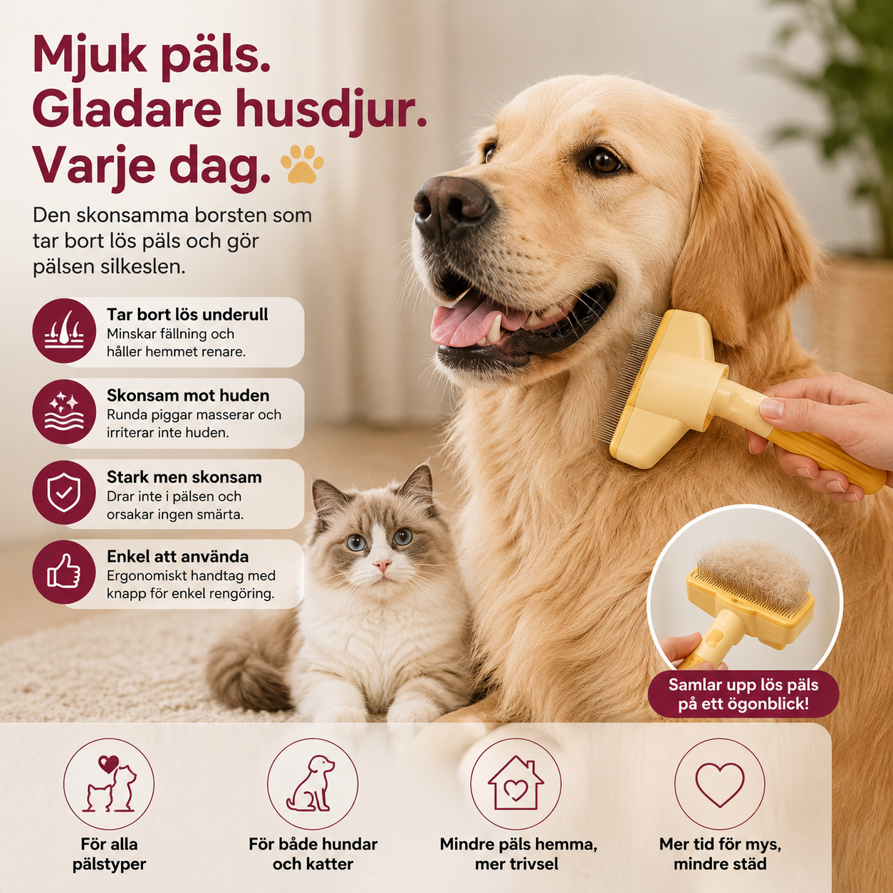 PetBrush™ | Självrengörande och skonsam