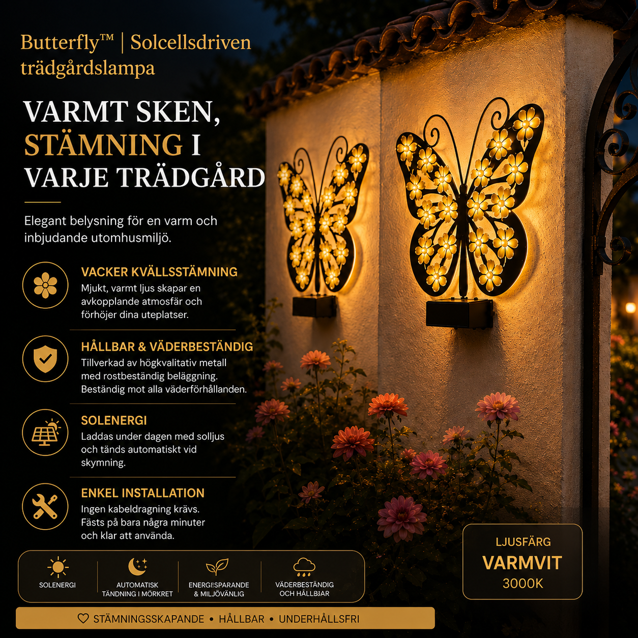 Butterfly™ | Solcellsdriven trädgårdslampa