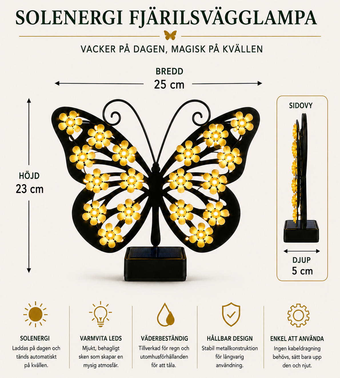 Butterfly™ | Solcellsdriven trädgårdslampa