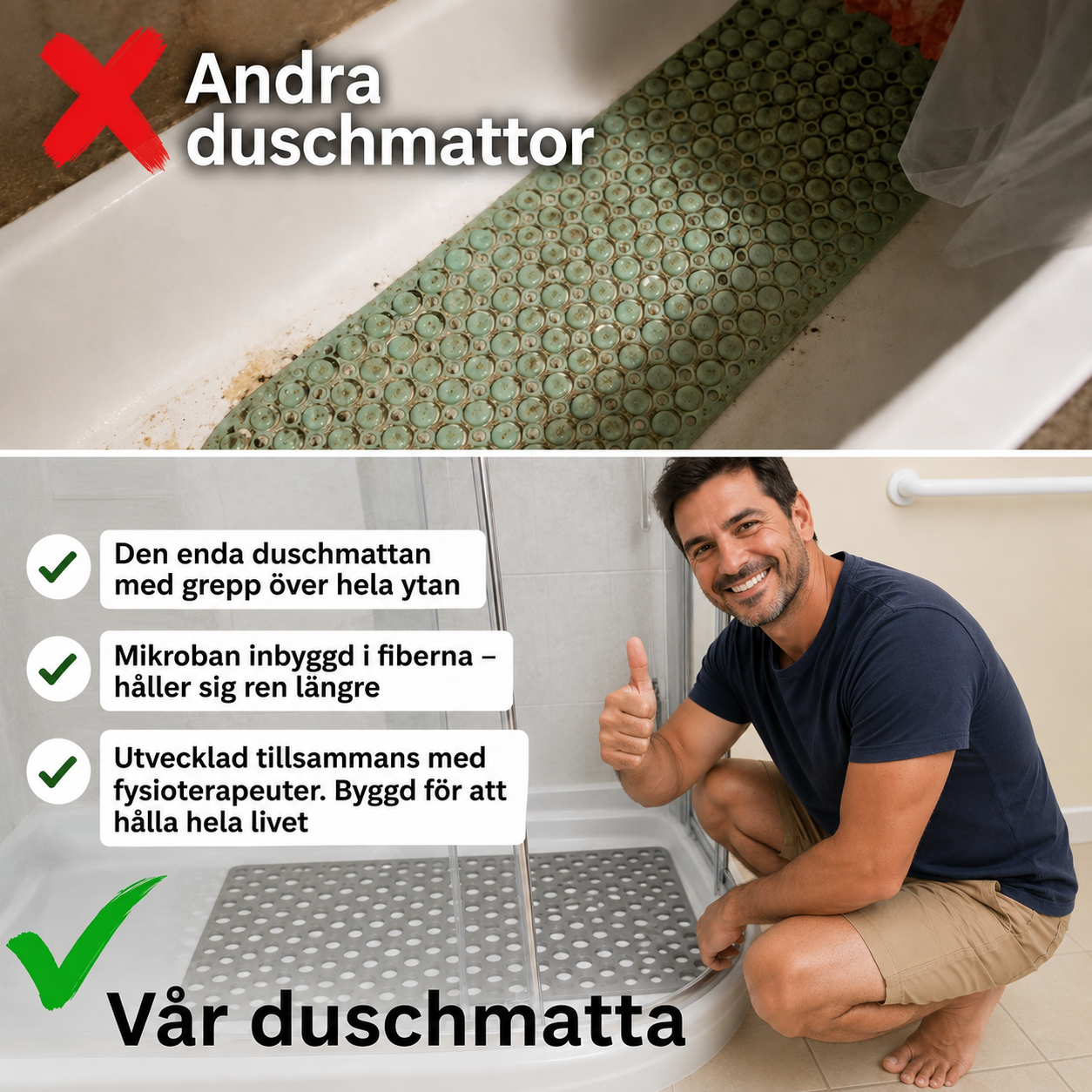StegTrygg™ | Halkfri Badrumsmatta