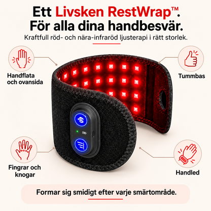 LjusTerapi™ | Handbandage för terapi med rött ljus och nära infrarött ljus