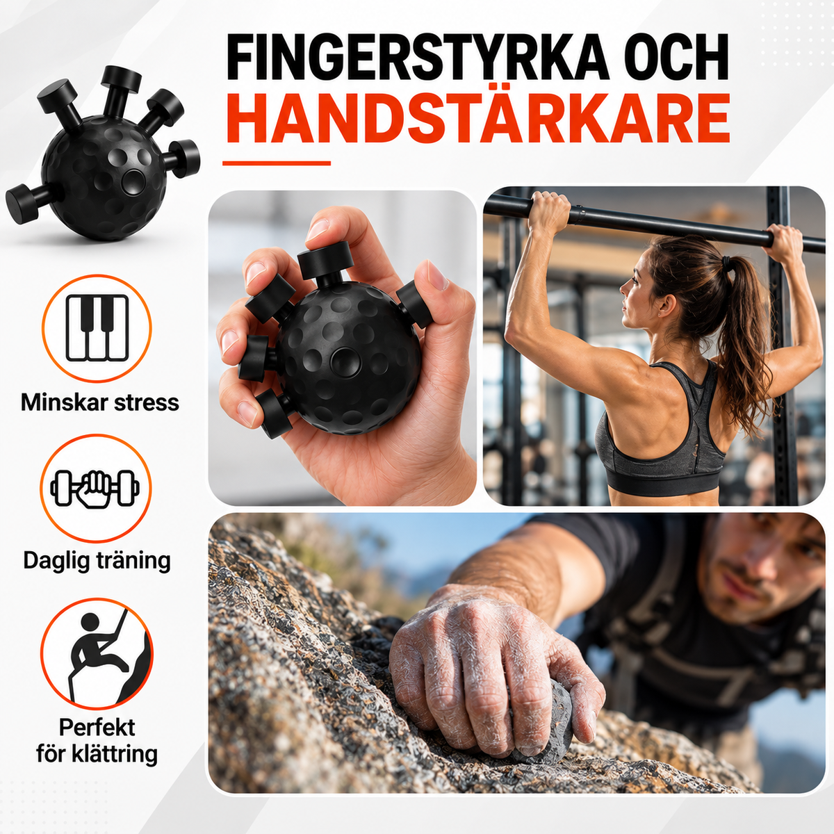 HandKraft™ | Justerbar träningsanordning för fingrar och greppstyrka