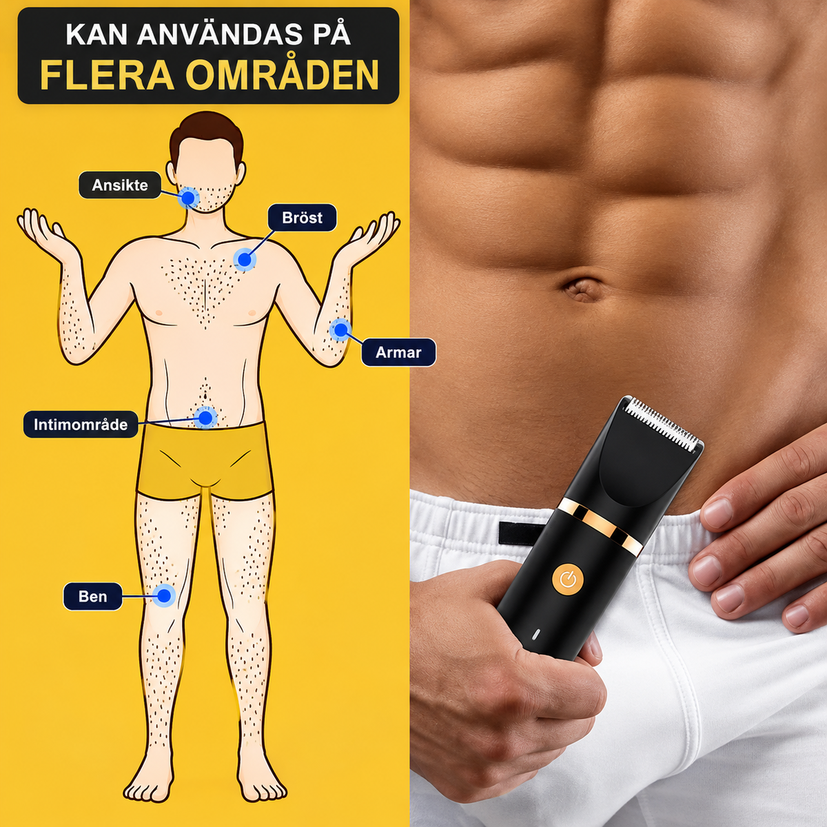 TrimVanta™ | 3-i-1 Vattentät Trimmer för Kroppsvård