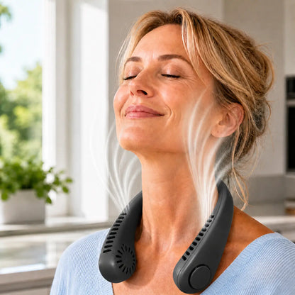 CoolWave™ – Bärbar, uppladdningsbar nackfläkt för omedelbar avkylning!