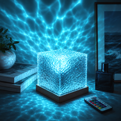 Ripple-Kub Lampa™ | Nattlampa med havsvågsprojektor